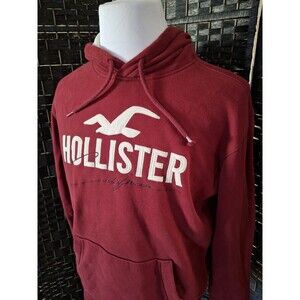 Hollister Hoodie California Big Seagull Men Medium Burgundy Y2K Skate Streetwear
